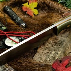 BARK RIVER KNIVES Bark River Bravo Crusader 3V Green Micarta - Orange Liners - Brass Pins (USA)