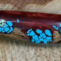 BARK RIVER KNIVES Bark River Gunny CPM 3V Knife - Red Cholla Cactus With Turquoise - Gray Liners - Rampless
