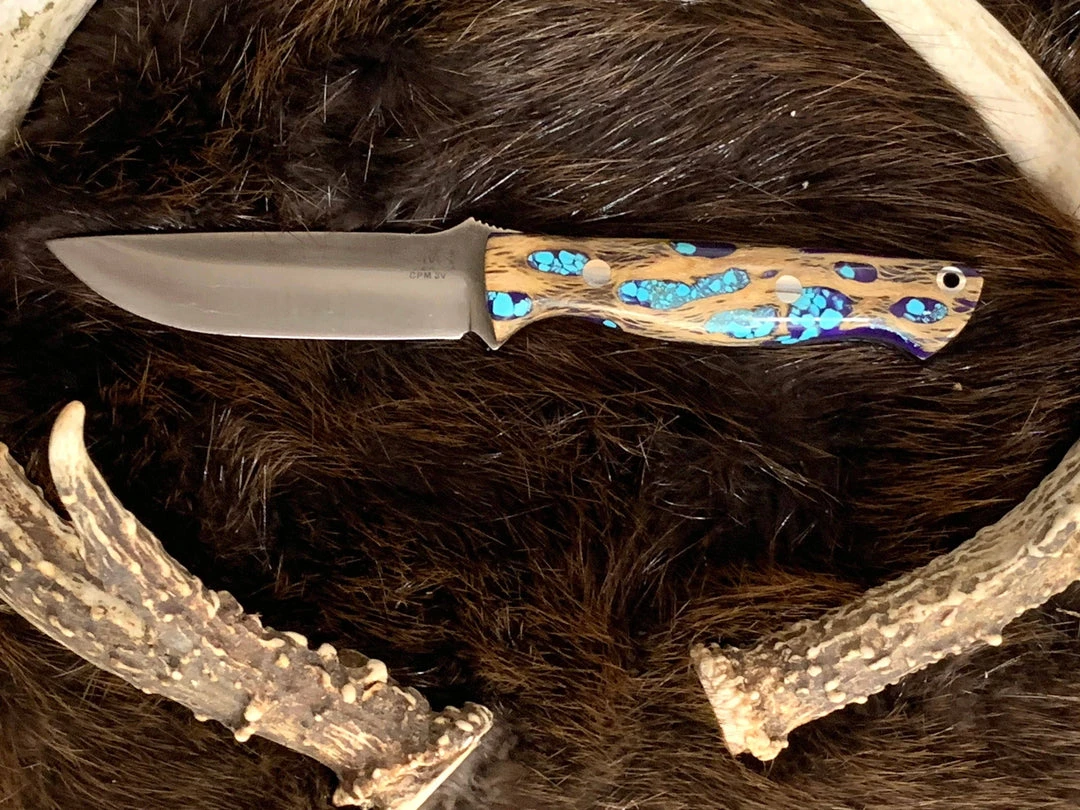 BARK RIVER KNIVES Bark River Gunny CPM 3V Knife W/ Blue Cholla Cactus - Turquoise 2 BARK RIVER KNIVES Bark River Gunny CPM 3V Knife W/ Blue Cholla Cactus - Turquoise