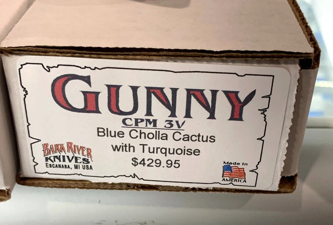 BARK RIVER KNIVES Bark River Gunny CPM 3V Knife W/ Blue Cholla Cactus - Turquoise 7 BARK RIVER KNIVES Bark River Gunny CPM 3V Knife W/ Blue Cholla Cactus - Turquoise