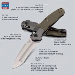 Benchmade 496 Vector Knife OD Green G-10 (3.6" Satin) 5 Benchmade 496 Vector Knife OD Green G-10 (3.6