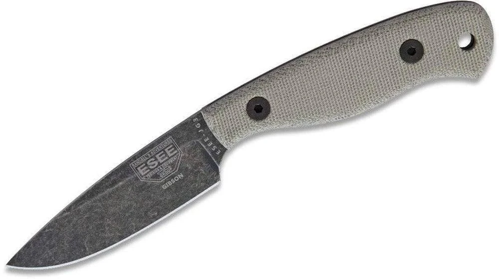 All Knife Brands ESEE Camp-Lore Gibson JG3 Bushcraft Fixed Knife Black Stonewash) 1 All Knife Brands ESEE Camp-Lore Gibson JG3 Bushcraft Fixed Knife Black Stonewash)