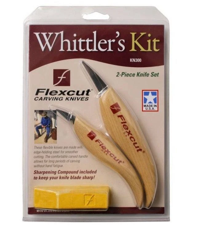 Flexcut Carving Tools Whittler's Kit High Carbon Steel, Polishing Compound (KN300) 2 Flexcut Carving Tools Whittler's Kit High Carbon Steel, Polishing Compound (KN300)
