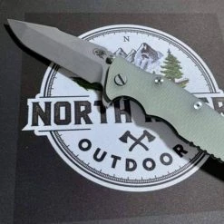 RICK HINDERER All Knife Brands Hinderer Eklipse Harpoon Spanto Knife Working Finish Blue/Translucent Green G10 3.5