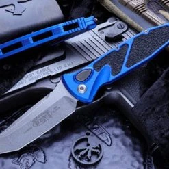 Microtech Socom Elite T/E Auto Knife Blue Handle (Stonewash Blade) 161A-10 BL All Knife Brands