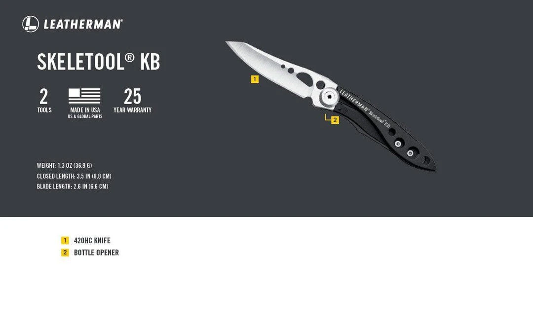 Leatherman Tools Leatherman Skeletool KB Folding Knife 2.6" Stainless Steel 832385 (USA) 6 Leatherman Tools Leatherman Skeletool KB Folding Knife 2.6" Stainless Steel 832385 (USA)
