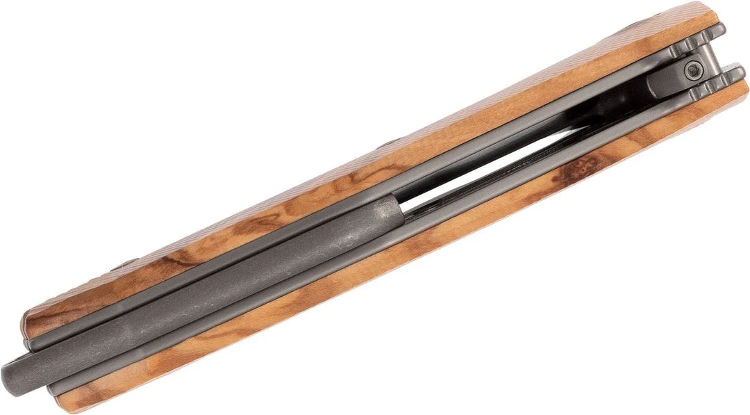 LionSteel Knives LionSteel KUR Flipper 3.43" Black PVD Stonewashed Blade, Olive Handles 3 LionSteel Knives LionSteel KUR Flipper 3.43" Black PVD Stonewashed Blade, Olive Handles