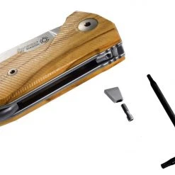 LionSteel Knives LionSteel KUR Flipper 3.43" Black PVD Stonewashed Blade, Olive Handles 9 LionSteel Knives LionSteel KUR Flipper 3.43