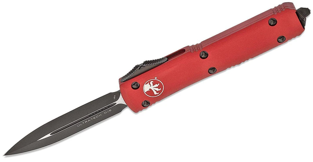 All Knife Brands Microtech 122-1RD Ultratech Auto OTF Knife 3.46" Double Edge Red Handle 1 All Knife Brands Microtech 122-1RD Ultratech Auto OTF Knife 3.46" Double Edge Red Handle