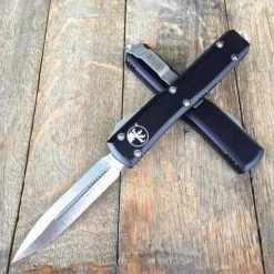 All Knife Brands Microtech 122-4 Ultratech Auto OTF Knife 3.46" Satin Double Edge Knife, Aluminum Handles 12 All Knife Brands Microtech 122-4 Ultratech Auto OTF Knife 3.46