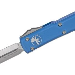 Microtech 122-4BL Ultratech Auto OTF 3.46" Satin D/E Blue Handles All Knife Brands