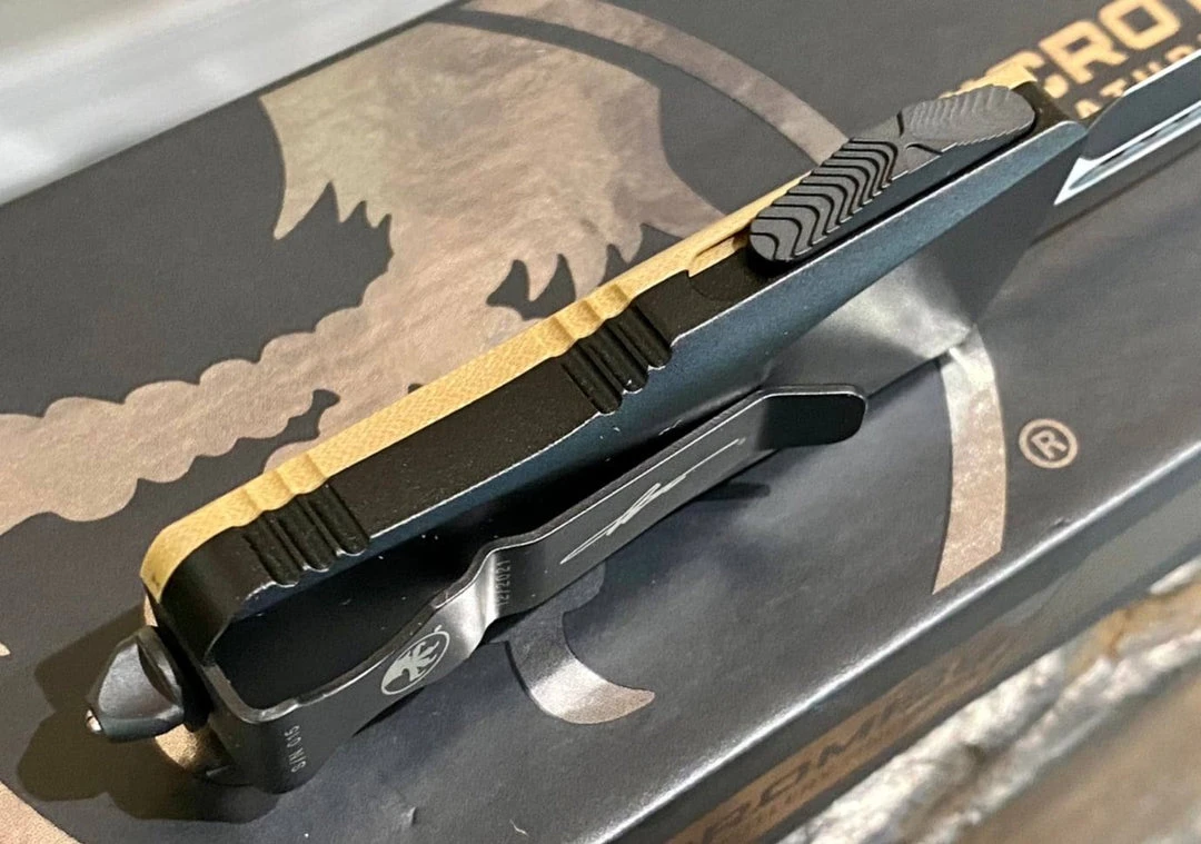 All Knife Brands Microtech 238-1GTTAS Troodon Mini 1.99" D/E SS Tan G10 OTF Auto Knife 4 All Knife Brands Microtech 238-1GTTAS Troodon Mini 1.99" D/E SS Tan G10 OTF Auto Knife