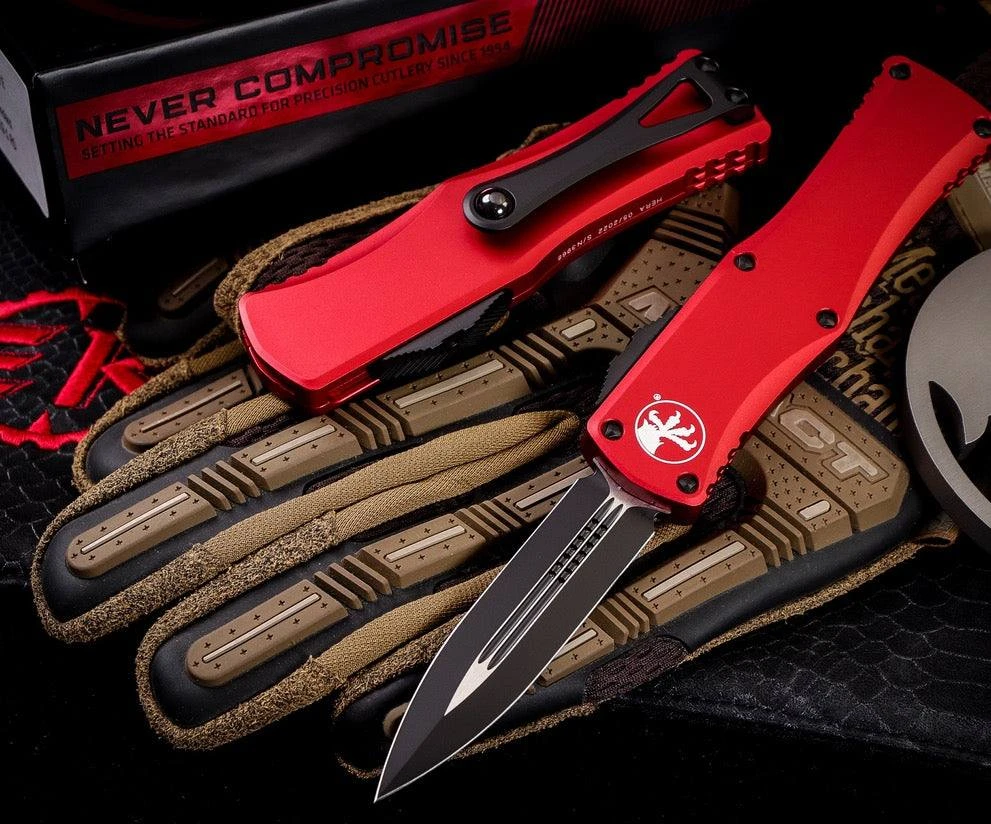 All Knife Brands MICROTECH 702-1RD HERA D/E BLACK STD RED HANDLES 1 All Knife Brands MICROTECH 702-1RD HERA D/E BLACK STD RED HANDLES