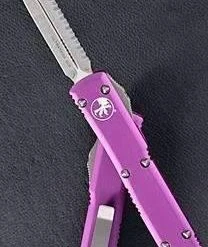 All Knife Brands Microtech Ultratech D/E 122-6VI Satin Full Serrated Violet Knife