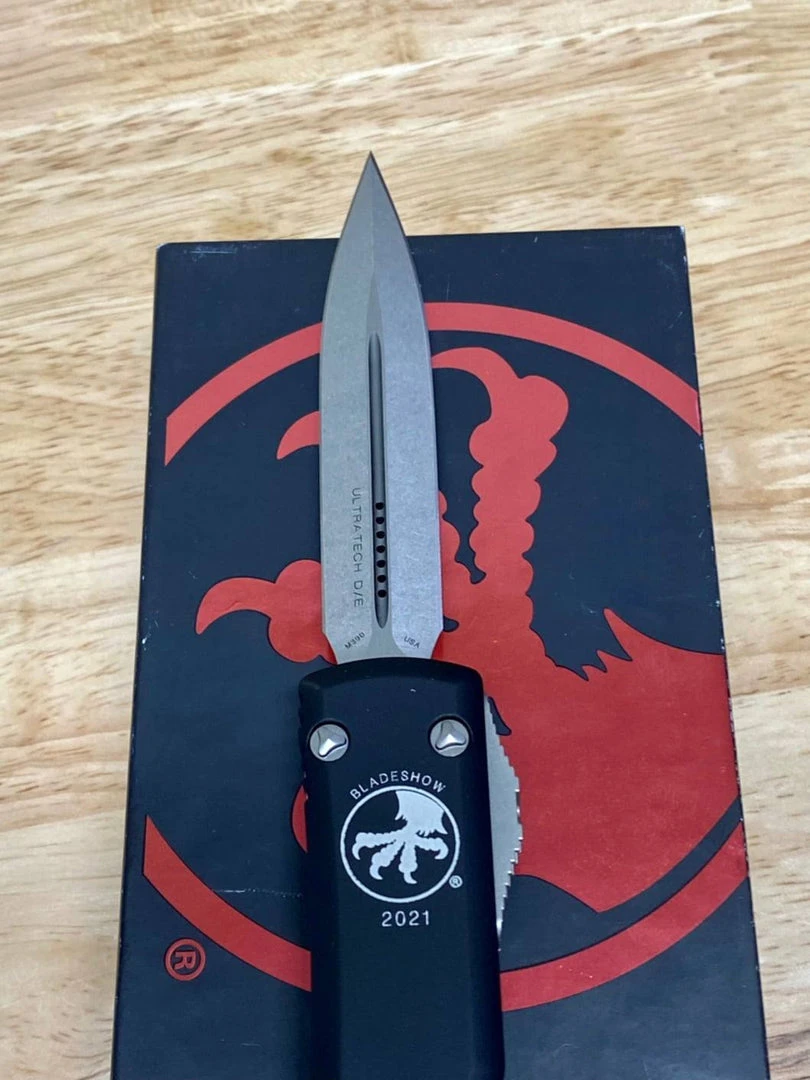 Microtech Ultratech D/E Blade Show 2021 Stonewash Knife 122-10BS21 2 Microtech Ultratech D/E Blade Show 2021 Stonewash Knife 122-10BS21