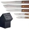 ONTARIO OLD HICKORY 5 PC KITCHEN KNIFE SET WITH BLOCK (USA) )