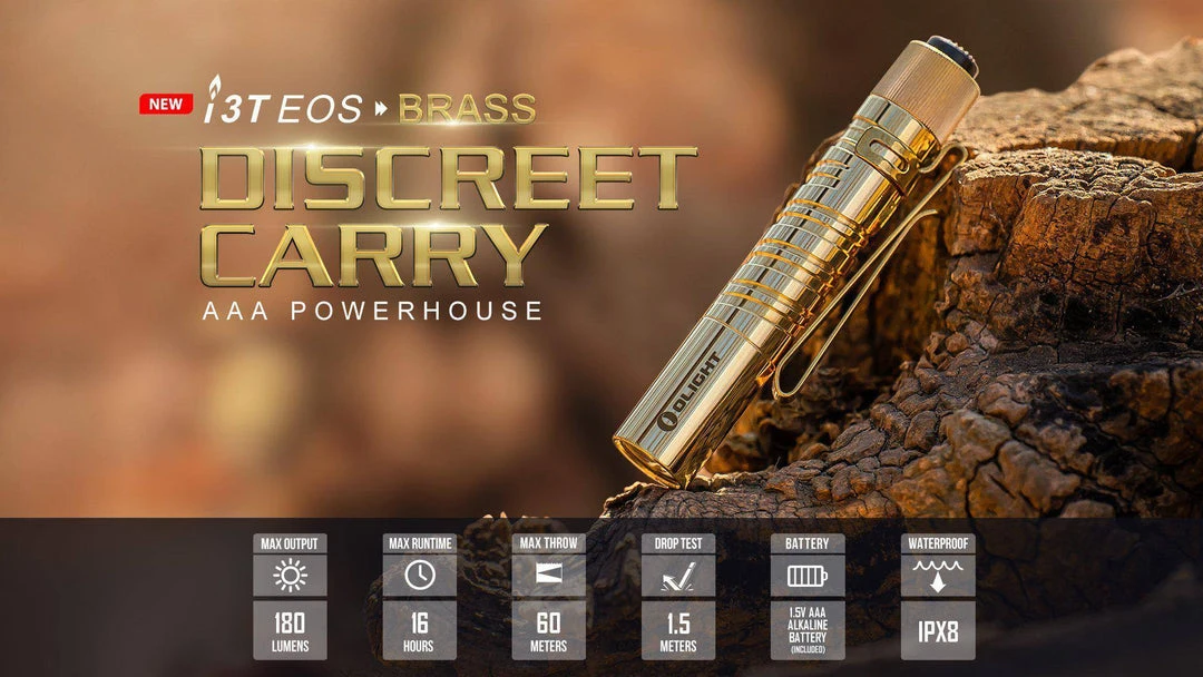 Olight I3T EOS Brass Flashlight (Limited Edition) 1 Olight I3T EOS Brass Flashlight (Limited Edition)