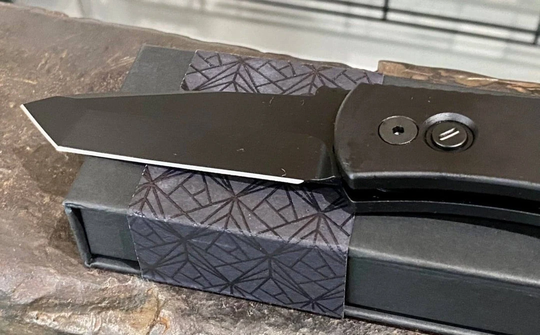 PROTECH KNIVES All Knife Brands Pro-Tech Emerson E7T Operator Tritium Button Tanto Knife (3.25" Black) 4 PROTECH KNIVES All Knife Brands Pro-Tech Emerson E7T Operator Tritium Button Tanto Knife (3.25" Black)