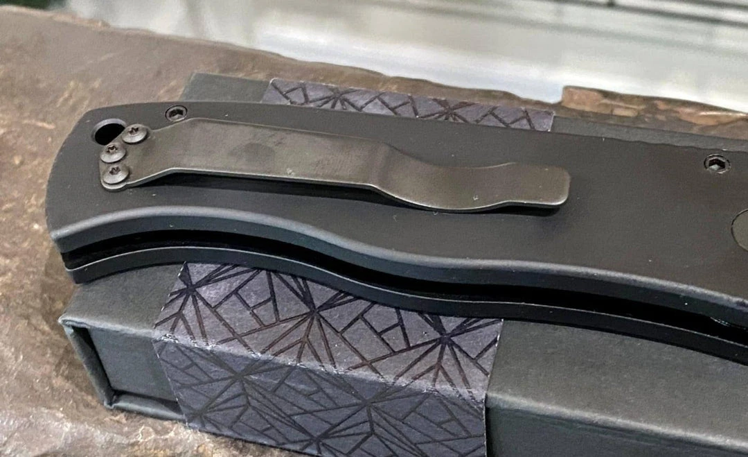 PROTECH KNIVES All Knife Brands Pro-Tech Emerson E7T Operator Tritium Button Tanto Knife (3.25" Black) 5 PROTECH KNIVES All Knife Brands Pro-Tech Emerson E7T Operator Tritium Button Tanto Knife (3.25" Black)