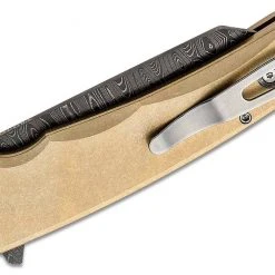 PROTECH KNIVES All Knife Brands Pro-Tech Limited Edition Malibu Flipper Damascus Reverse Tanto Blade, Bronze Handles