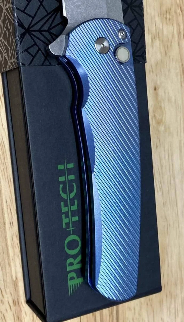 PROTECH KNIVES Pro-Tech Malibu 5241 Blue Titanium Custom Reverse Tanto Flipper 2 PROTECH KNIVES Pro-Tech Malibu 5241 Blue Titanium Custom Reverse Tanto Flipper