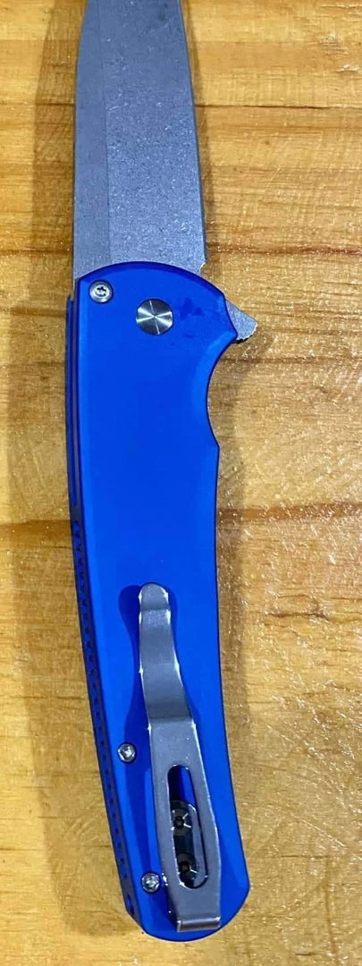 PROTECH KNIVES Pro-Tech Malibu Wharncliffe Plunge Lock Flipper Knife Blue (3.3" Stonewash) 5 PROTECH KNIVES Pro-Tech Malibu Wharncliffe Plunge Lock Flipper Knife Blue (3.3" Stonewash)