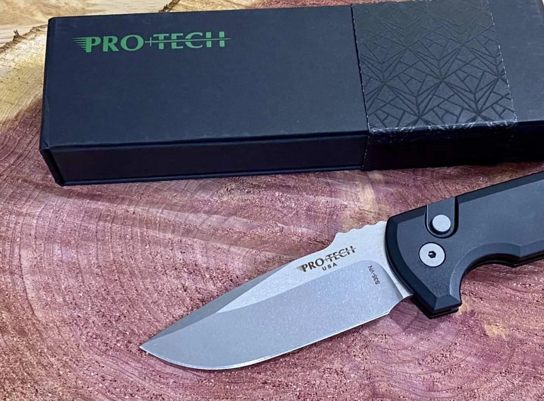PROTECH KNIVES Pro-Tech Rockeye Auto Black Handle, Stonewash S35VN Blade LG301 1 PROTECH KNIVES Pro-Tech Rockeye Auto Black Handle, Stonewash S35VN Blade LG301