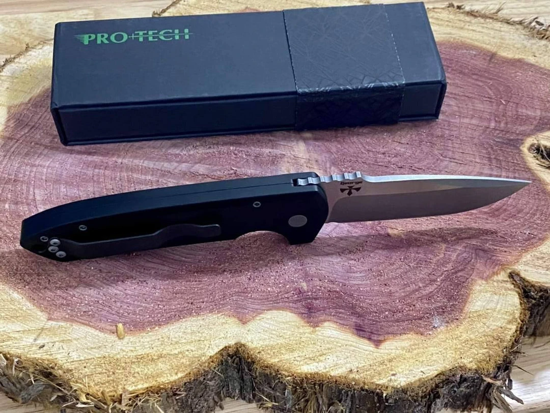 PROTECH KNIVES Pro-Tech Rockeye Auto Black Handle, Stonewash S35VN Blade LG301 7 PROTECH KNIVES Pro-Tech Rockeye Auto Black Handle, Stonewash S35VN Blade LG301