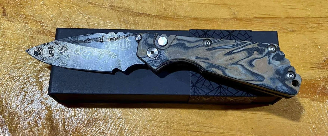 PROTECH KNIVES Pro-Tech Strider SnG Custom Auto Camo G-10 Damascus Blade Pearl Button 2436-DAMASCUS All Knife Brands 3 PROTECH KNIVES Pro-Tech Strider SnG Custom Auto Camo G-10 Damascus Blade Pearl Button 2436-DAMASCUS All Knife Brands