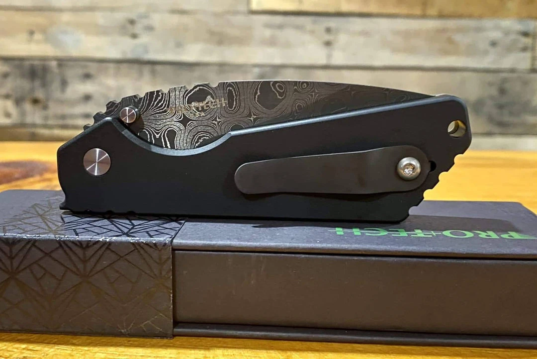 PROTECH KNIVES Pro-Tech Strider SnG Custom Auto Camo G-10 Damascus Blade Pearl Button 2436-DAMASCUS All Knife Brands 5 PROTECH KNIVES Pro-Tech Strider SnG Custom Auto Camo G-10 Damascus Blade Pearl Button 2436-DAMASCUS All Knife Brands