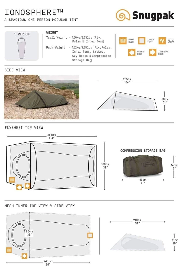 Tents & Shelters Snugpak Ionosphere Tent 1 Person Tent 2 Tents & Shelters Snugpak Ionosphere Tent 1 Person Tent