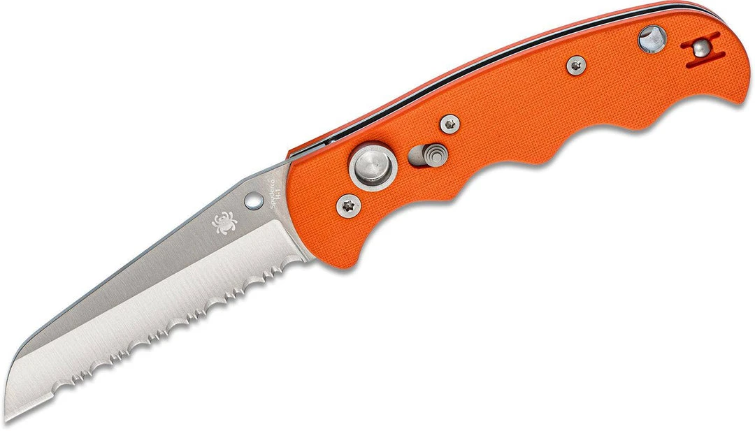 Spyderco Autonomy C165GSOR Auto Folding Knife 3.65" H-1 Satin Serrated Blade, Orange 1 Spyderco Autonomy C165GSOR Auto Folding Knife 3.65" H-1 Satin Serrated Blade, Orange