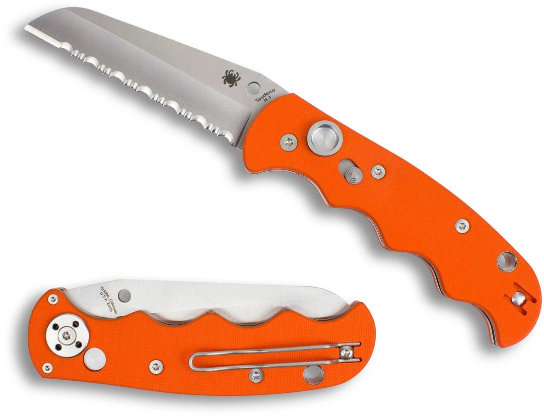 Spyderco Autonomy C165GSOR Auto Folding Knife 3.65" H-1 Satin Serrated Blade, Orange 2 Spyderco Autonomy C165GSOR Auto Folding Knife 3.65" H-1 Satin Serrated Blade, Orange