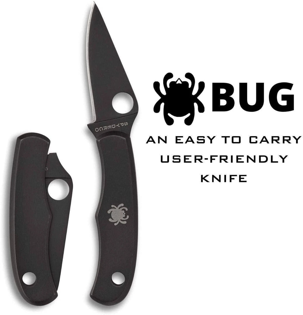 Spyderco Bug Non-Locking Knife Black Steel Blade C133BKP Spyderco Knives 2 Spyderco Bug Non-Locking Knife Black Steel Blade C133BKP Spyderco Knives