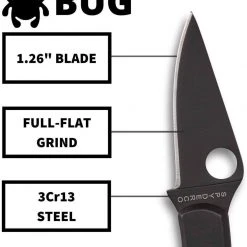 Spyderco Bug Non-Locking Knife Black Steel Blade C133BKP Spyderco Knives 7 Spyderco Bug Non-Locking Knife Black Steel Blade C133BKP Spyderco Knives