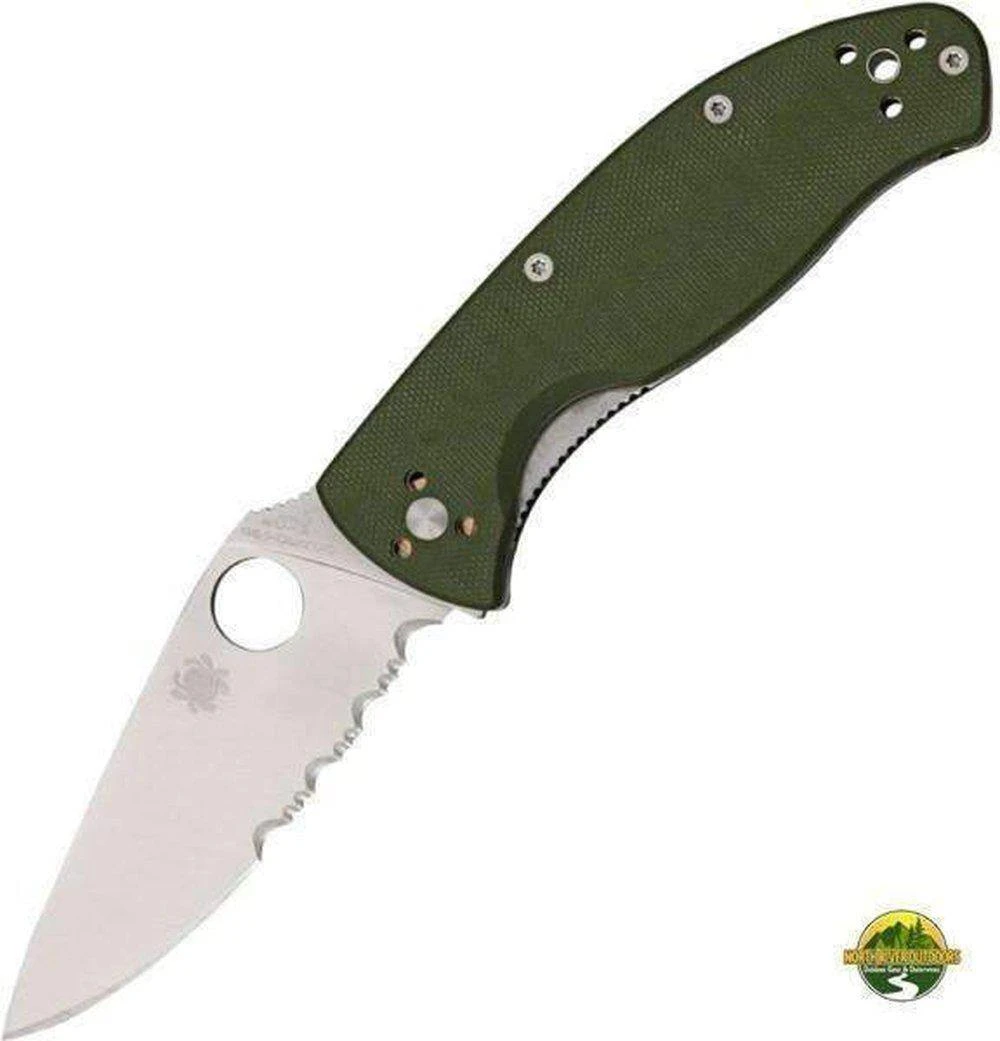 Spyderco Knives Spyderco Tenacious Knife 3-3/8" Combo Blade (Green) 1 Spyderco Knives Spyderco Tenacious Knife 3-3/8" Combo Blade (Green)