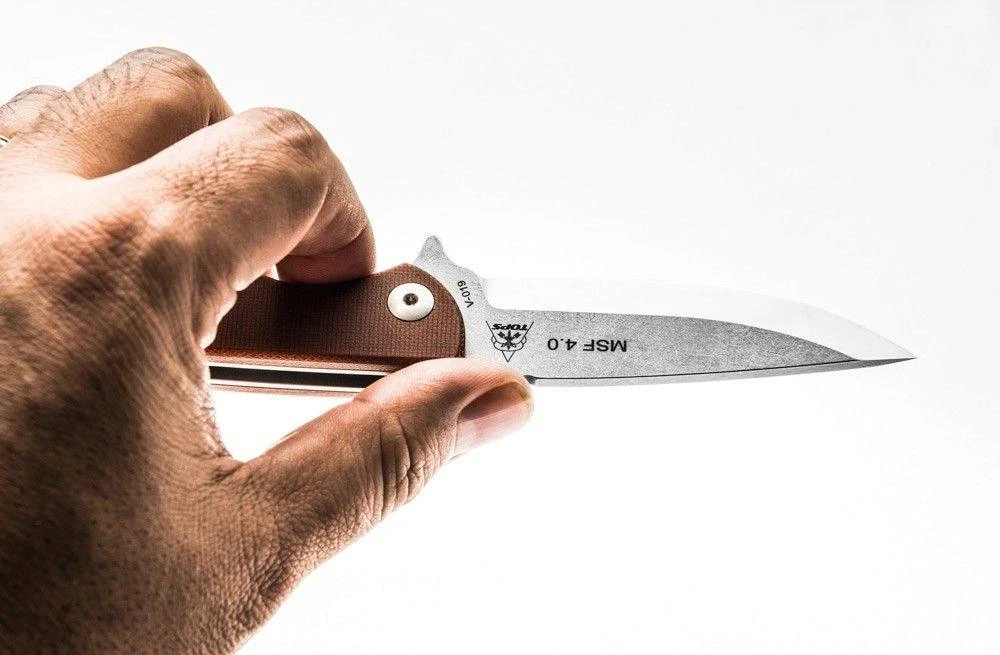 TOPS KNIVES TOPS MSF-4.0 Mini Scandi Flipper Knife 3.25" N690Co Two-Tone Blade All Knife Brands 5 TOPS KNIVES TOPS MSF-4.0 Mini Scandi Flipper Knife 3.25" N690Co Two-Tone Blade All Knife Brands