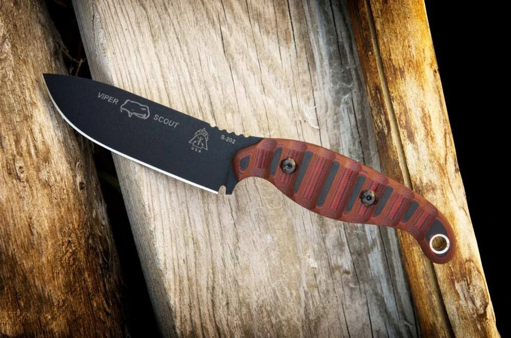 TOPS KNIVES TOPS Viper Scout Fixed Knife USA (Red Handles) 1 TOPS KNIVES TOPS Viper Scout Fixed Knife USA (Red Handles)