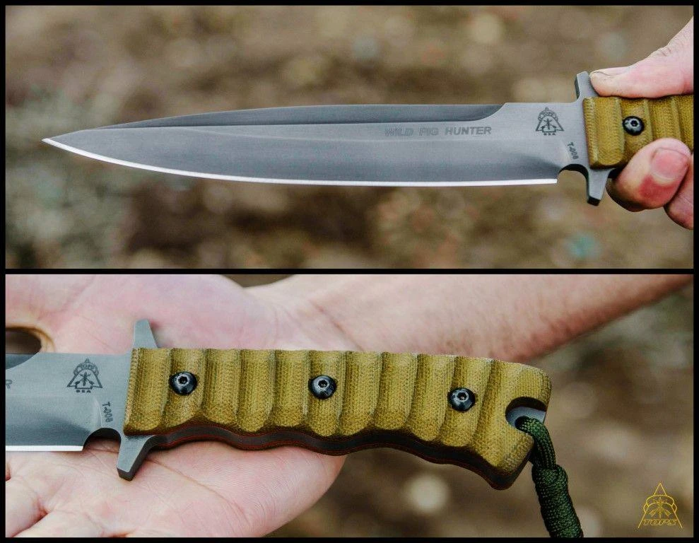 TOPS KNIVES All Knife Brands TOPS Wild Pig Hunter Fixed 7-9/16" Plain Blade, Micarta WPH-07 (USA) 4 TOPS KNIVES All Knife Brands TOPS Wild Pig Hunter Fixed 7-9/16" Plain Blade, Micarta WPH-07 (USA)