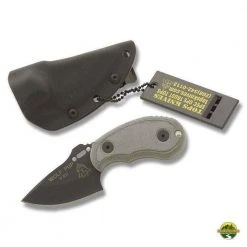 TOPS KNIVES All Knife Brands TOPS Wolf Pup Black 1095 Carbon Blade Linen Micarta Handles
